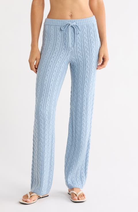 Sweater Knit Cable Straight Leg Pants