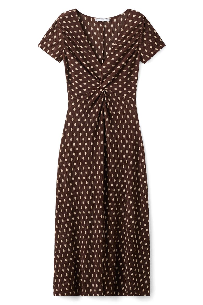 Print Midi Dress, Alternate, color, BROWN