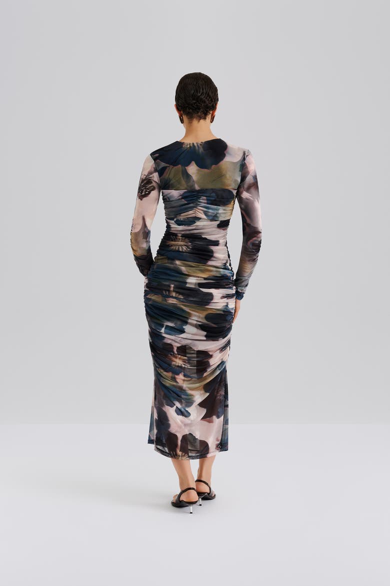 Elionora Sheer Jersey Midi Dress, Alternate, color, Dusty Poppy