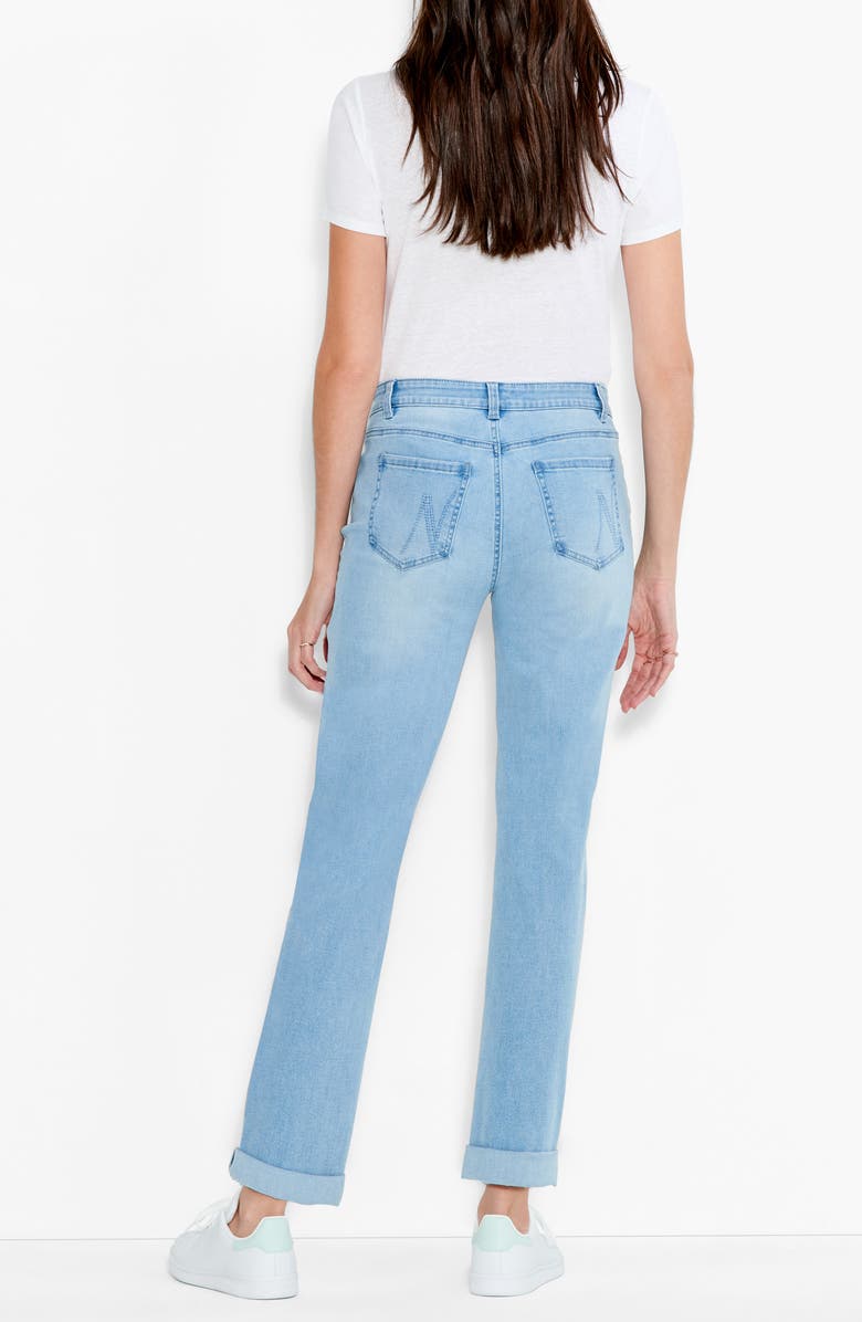 NIC+ZOE Cuffed High Waist Straight Leg Girlfriend Jeans, Alternate, color, Breeze
