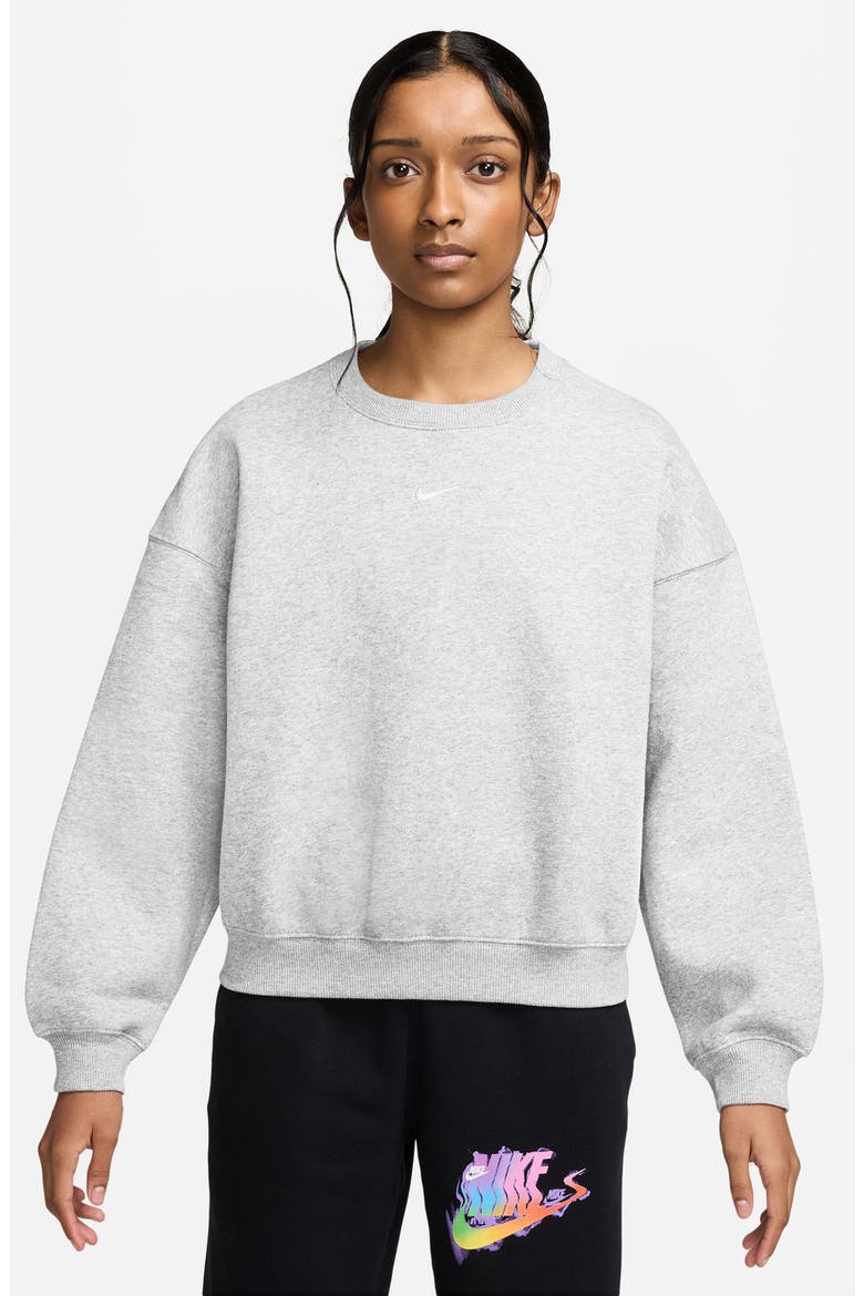 Kids' Nike Sportswear Studio Fleece Sweatshirt, Main, color, BIRCH HEATHER/ WHITE