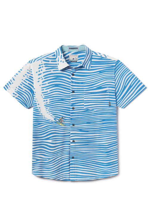 Baja Llama 100 Foot Wave - Vagabond Button Up in Blue  product
