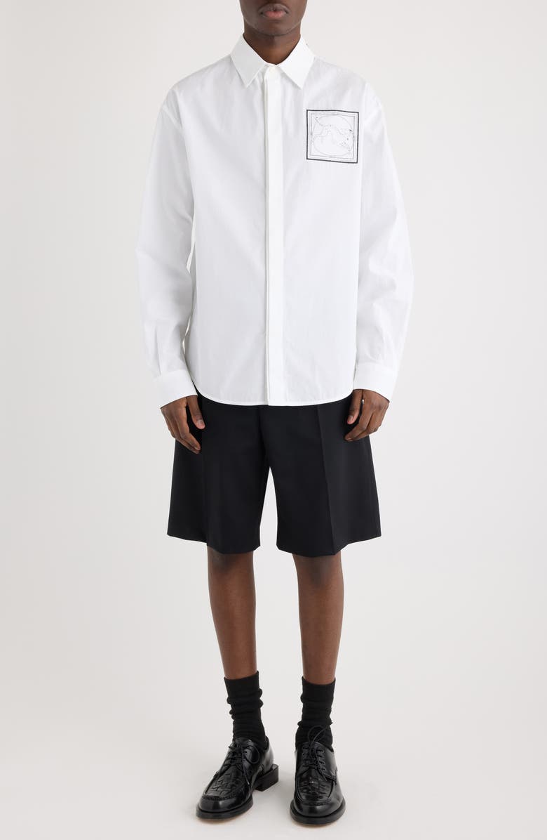 Jacquemus La Chemise Simon Dog Patch Button-Up Shirt, Alternate, color, Patch Dog White/ Black