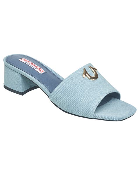 Single Strap Logo Block Heel