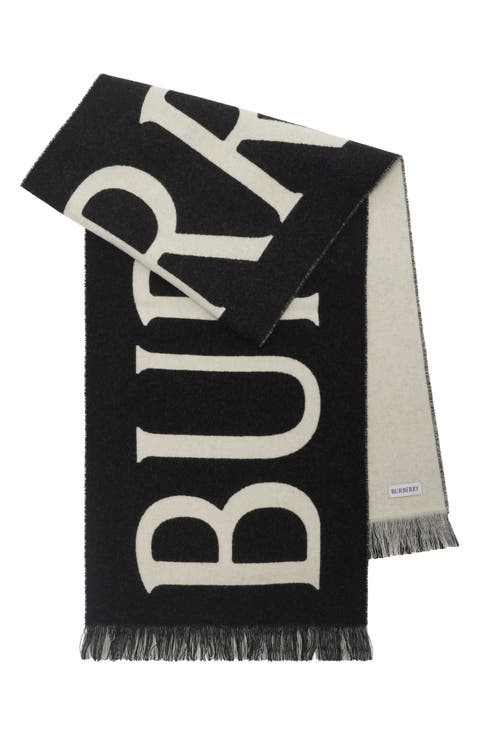 Reversible Logo Jacquard Wool Scarf