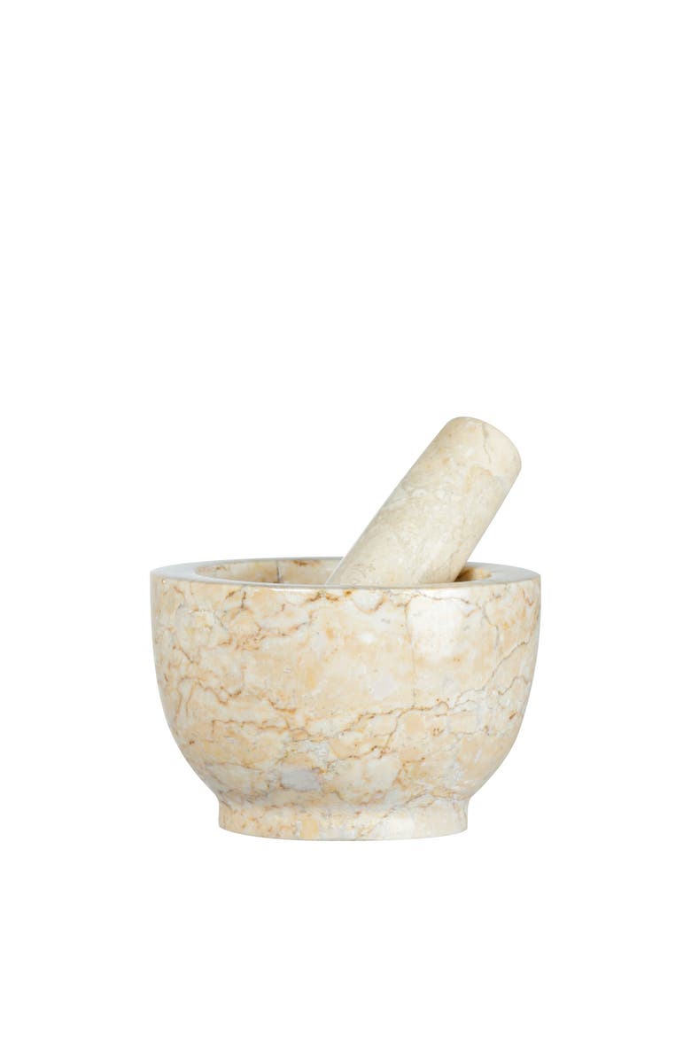 CILIO Champagne Marble Mortar & Pestle, 4-Inch Height, Main, color, White