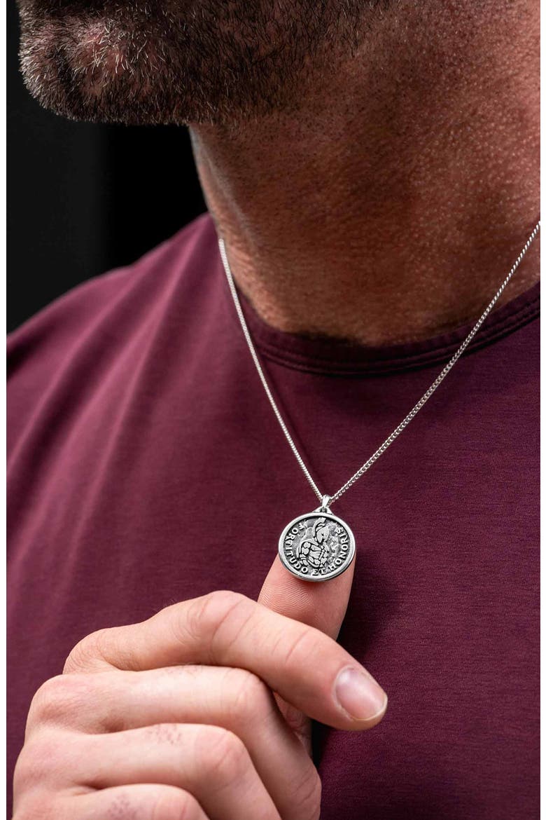 Men's Spartan Pendant Necklace, Alternate, color, SILVER