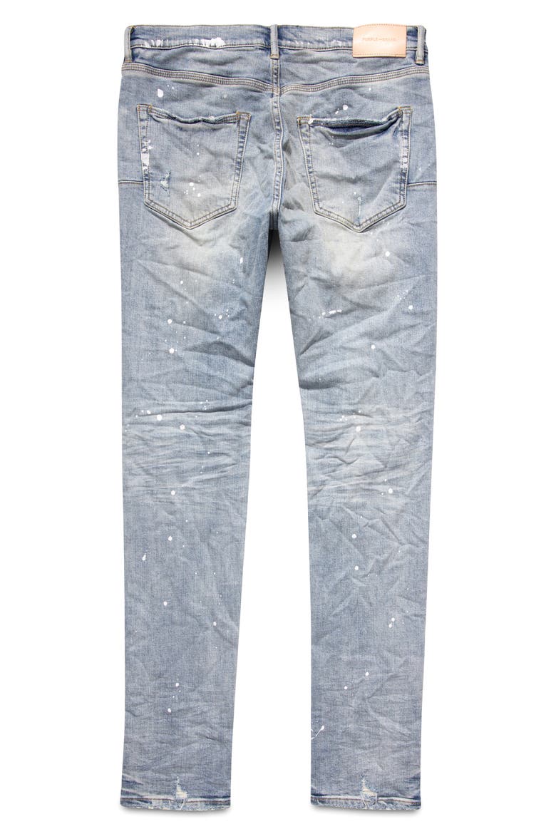 Ripped Paint Splatter Stretch Skinny Jeans, Alternate, color, LIGHT INDIGO PAINT