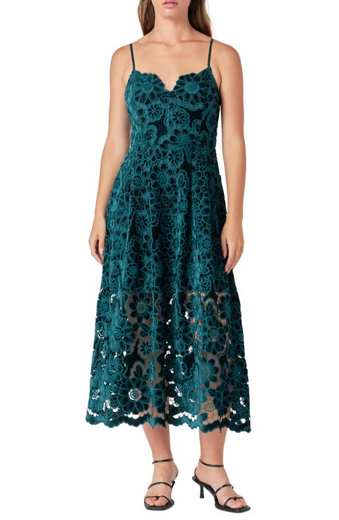 Velvet Lace Midi Dress