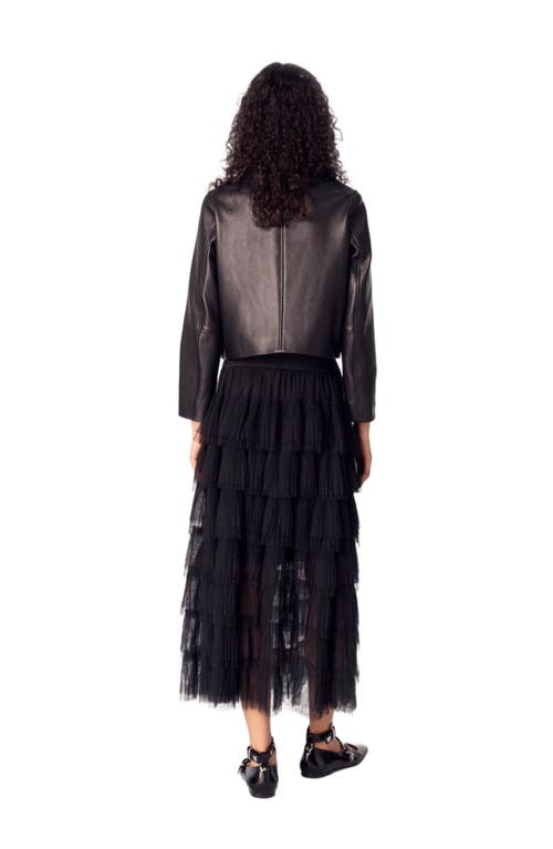 Maje Tulle Midi Skirt In Black
