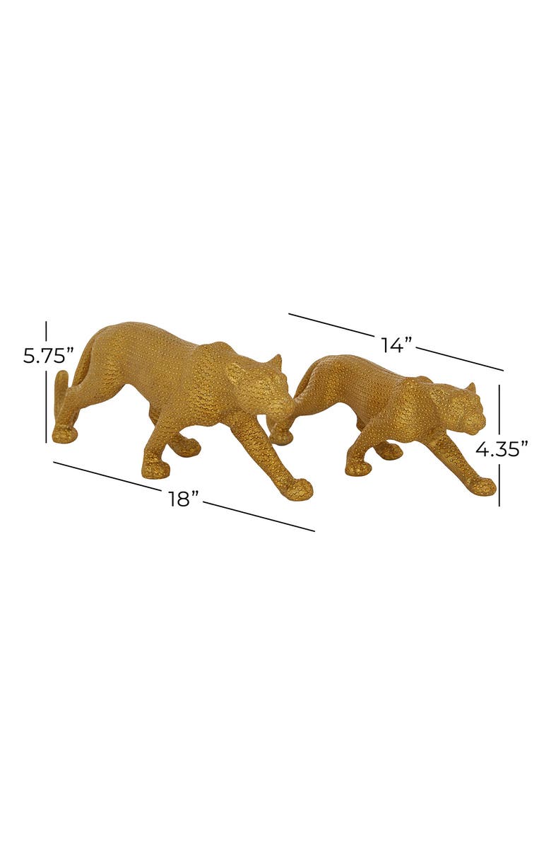 WILLOW ROW Goldtone Polystone Glam Leopard Sculpture - Set of 2, Alternate, color, Gold