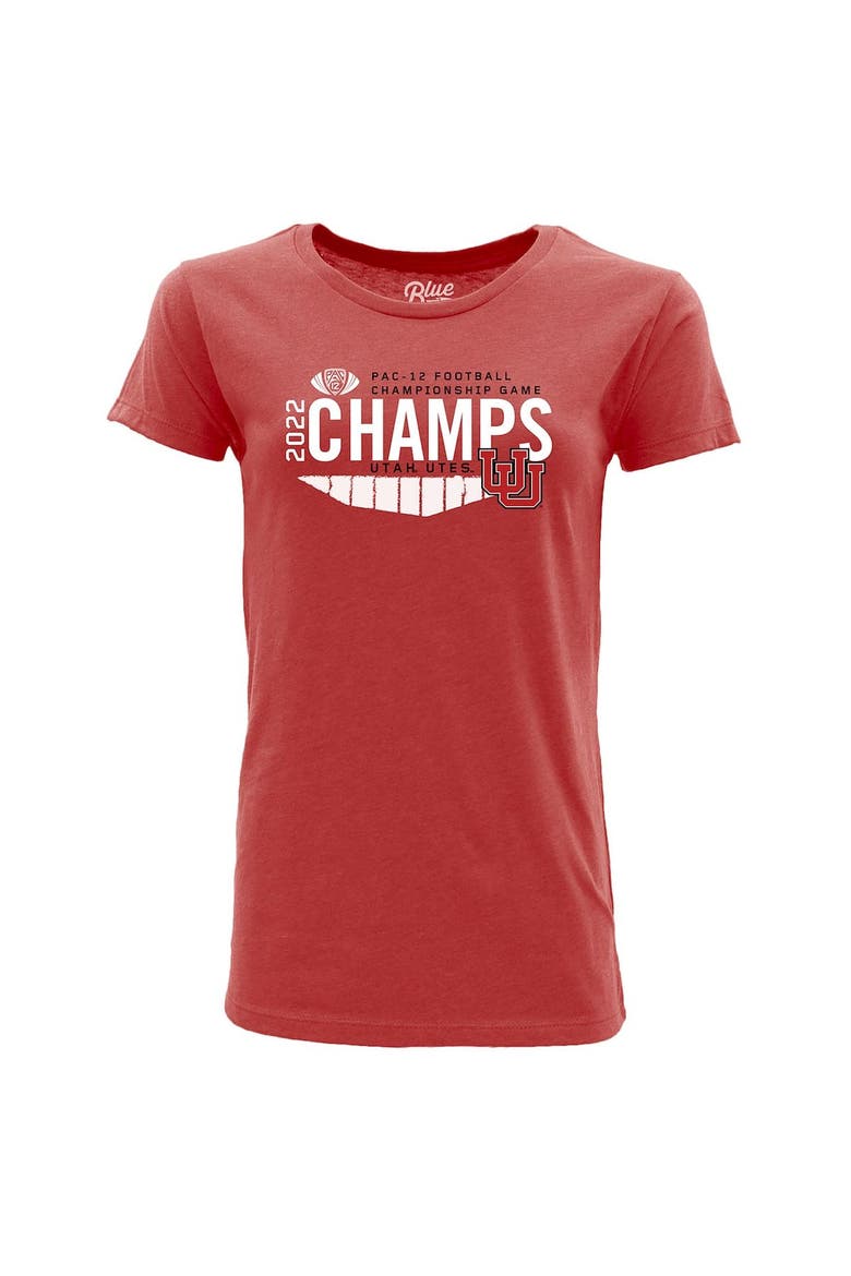 Women's Blue 84 Red Utah Utes 2022 PAC-12 Football Conference Champions Locker Room T-Shirt, Alternate, color, Red
