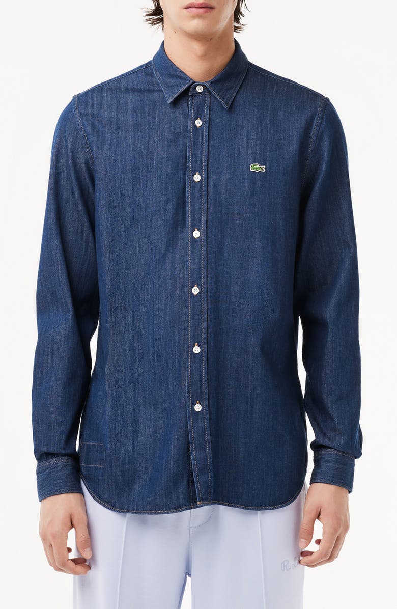 Lacoste Regular Fit Denim Button-Up Shirt, Main, color, 