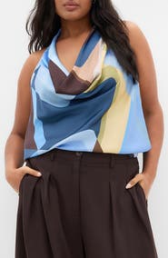 City Chic Chloe Print Cowl Neck Sleeveless Top