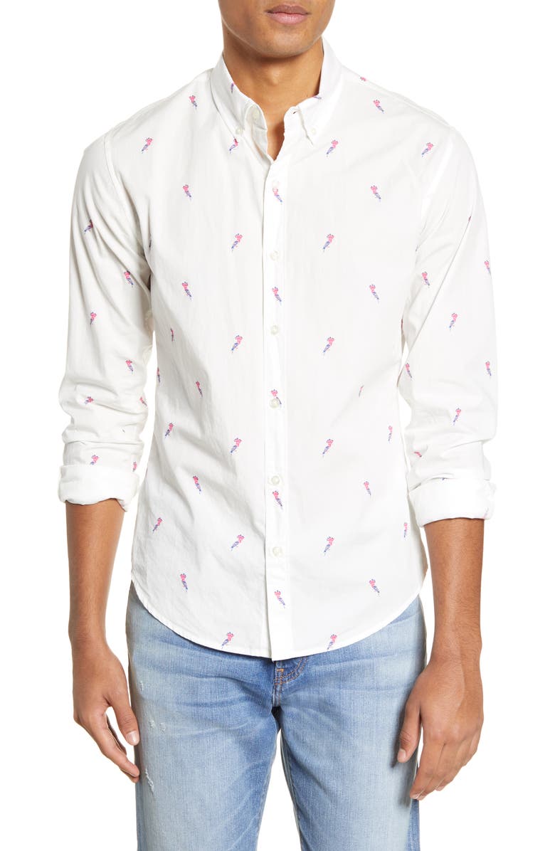Bonobos Slim Fit Bird Print Button-Down Shirt, Main, color,