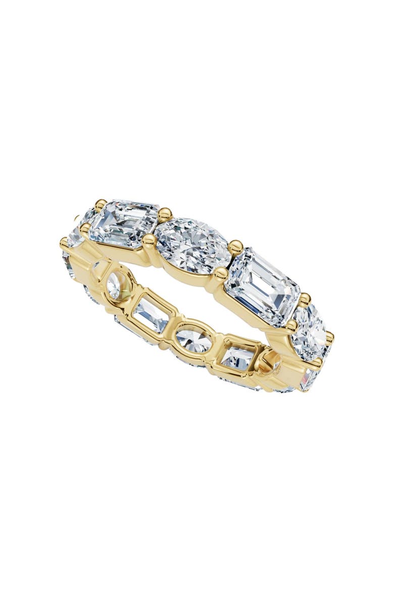 6 1/2Ct Oval & Emerald Diamond Eternity Ring 14k Gold or Platinum Lab Grown, Alternate, color, 14k White Gold