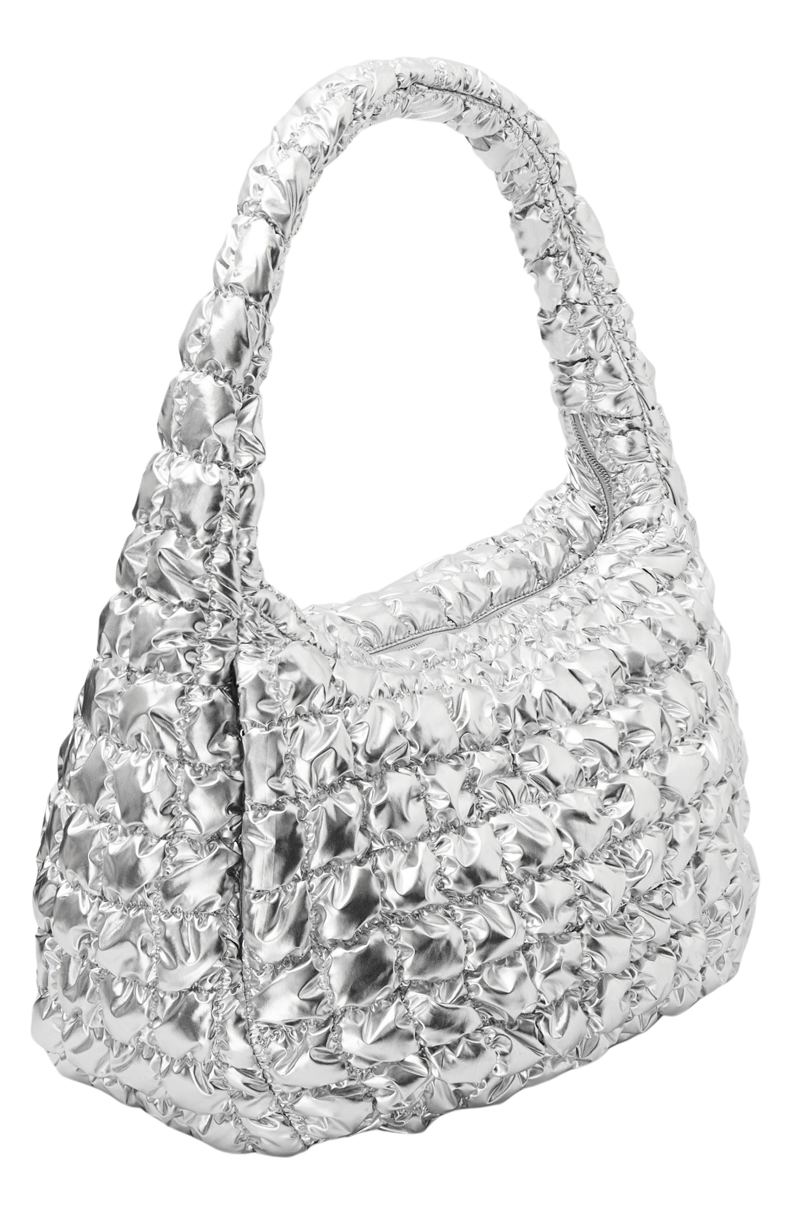 COS Oversize Metallic Quilted Shoulder Bag, Alternate, color, 