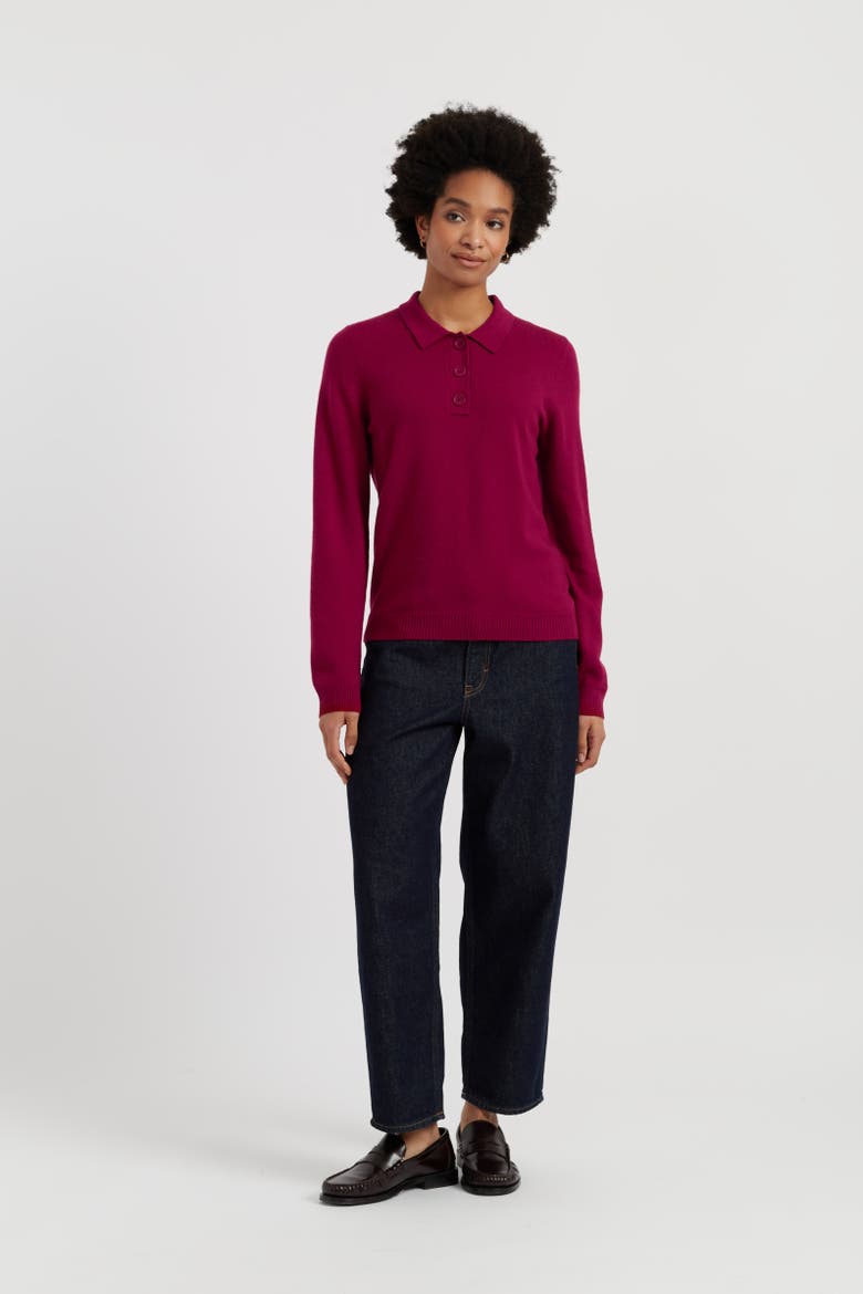 Wool Cashmere Polo Sweater, Main, color, Cherry