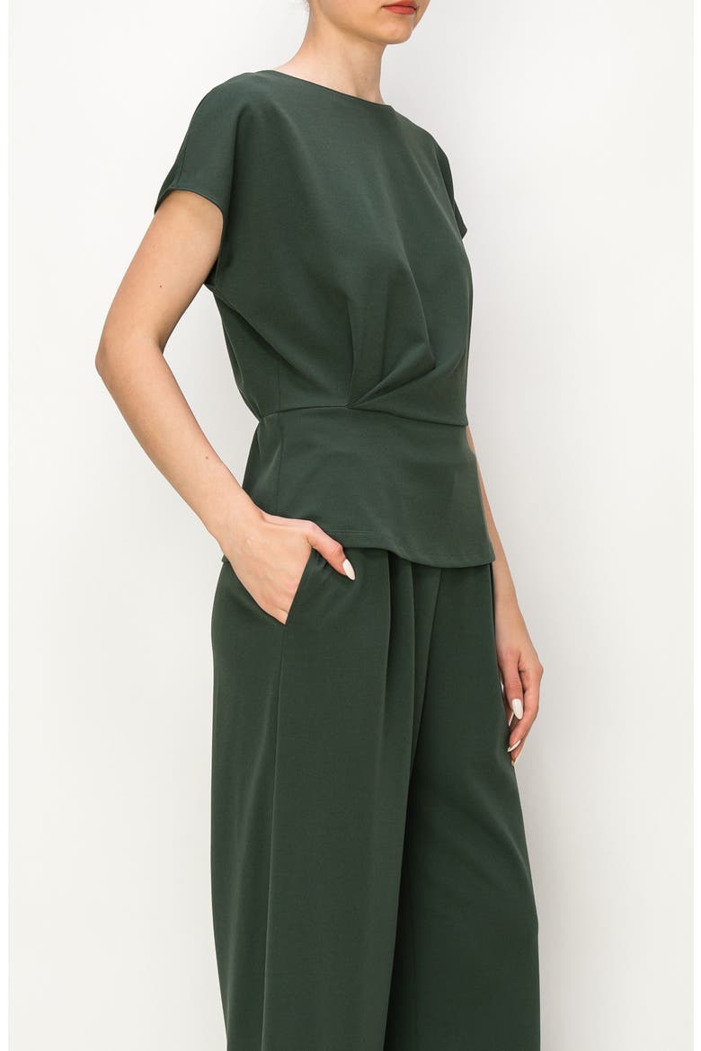 Short Sleeve Gathered Peplum Top, Alternate, color, OLIVE