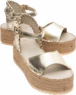 Forever & Always Shoes Serez Leather Platform Espadrilles Sandal