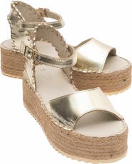 Forever & Always Shoes Serez Leather Platform Espadrilles Sandal