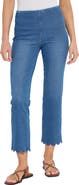Lysse Sage Scallop Hem Pull-On Ankle Bootcut Knit Jeans