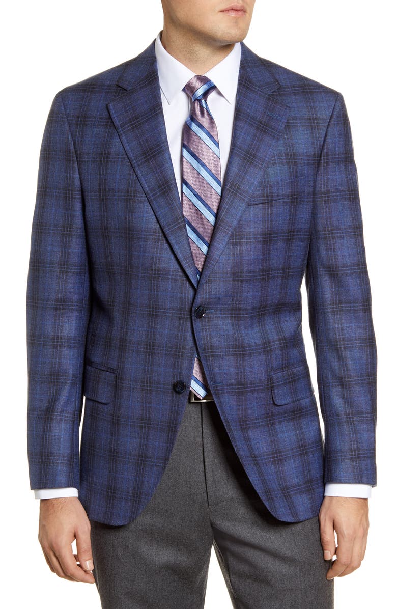 Peter Millar Classic Fit Plaid Stretch Wool Blend Sport Coat, Main, color, 