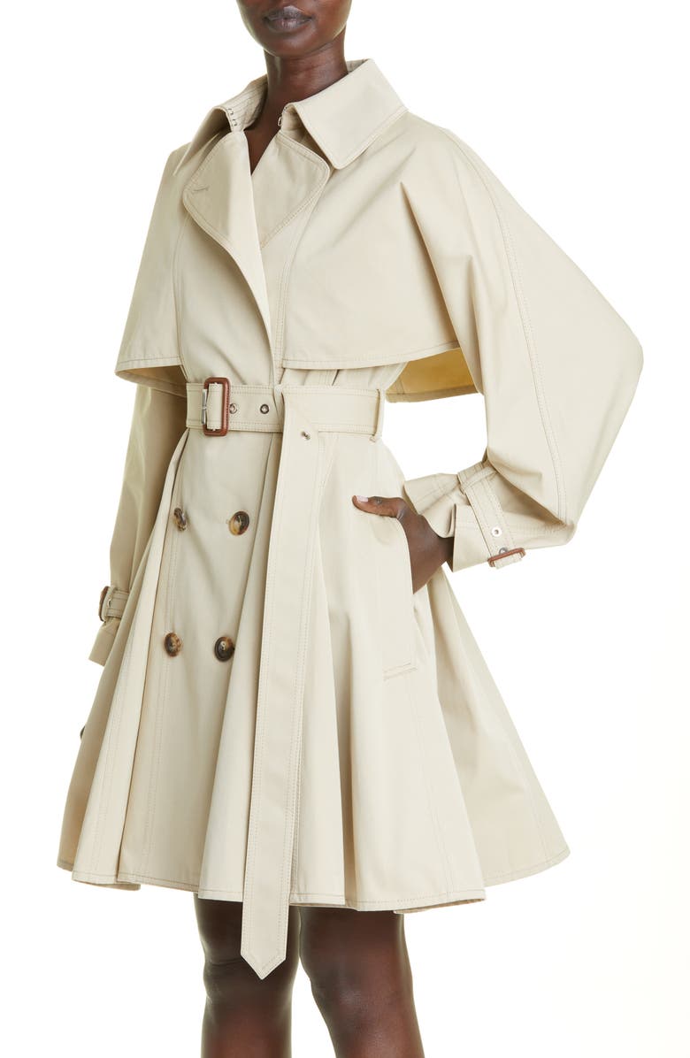 McQueen Belted A-Line Trench Coat, Alternate, color, 