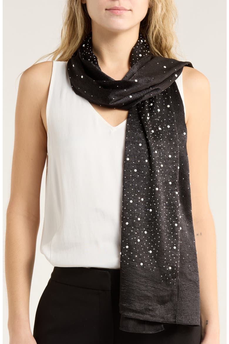Dazzling Days Shine Scarf, Main, color, BLACK