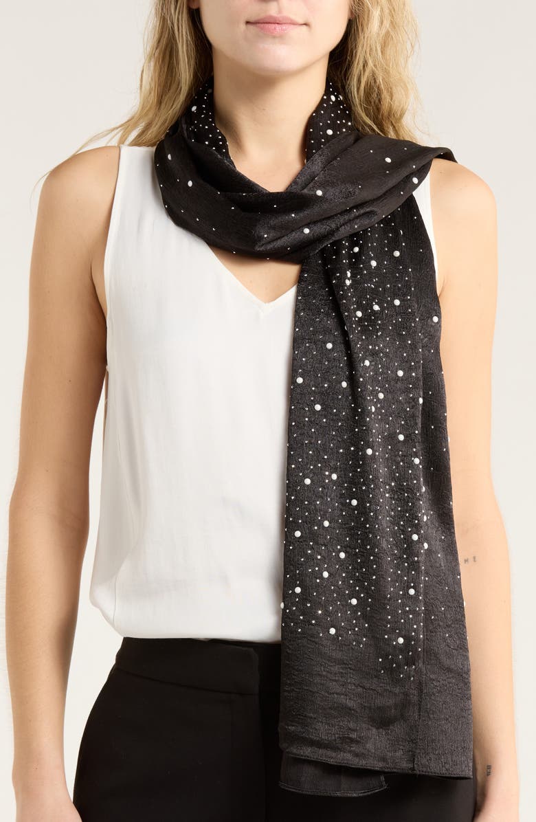 Steve Madden Dazzling Days Shine Scarf, Main, color, Black