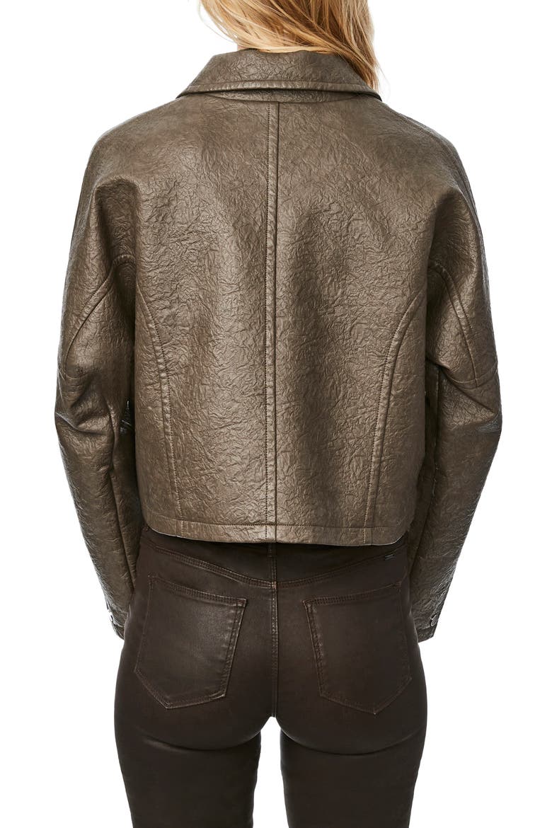 Bleecker Faux Leather Moto Jacket, Alternate, color, TAUPE