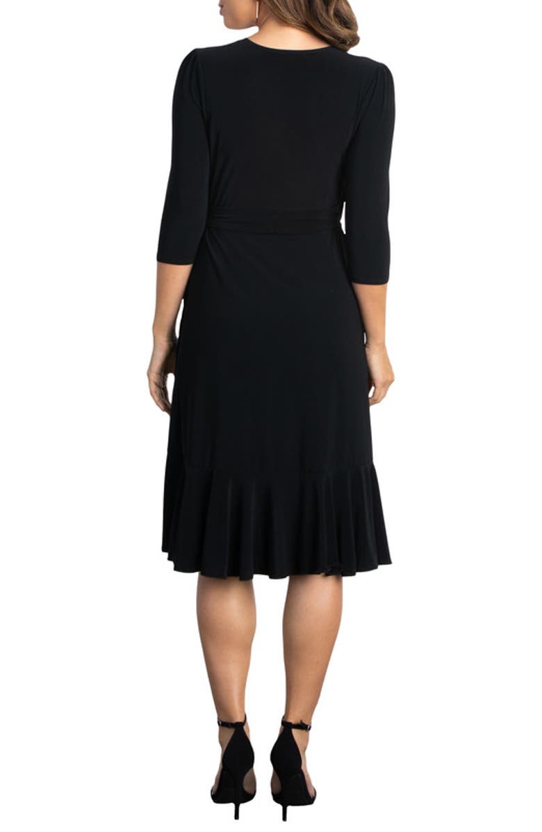 Kiyonna Whimsy Midi Wrap Dress, Alternate, color, Black Noir