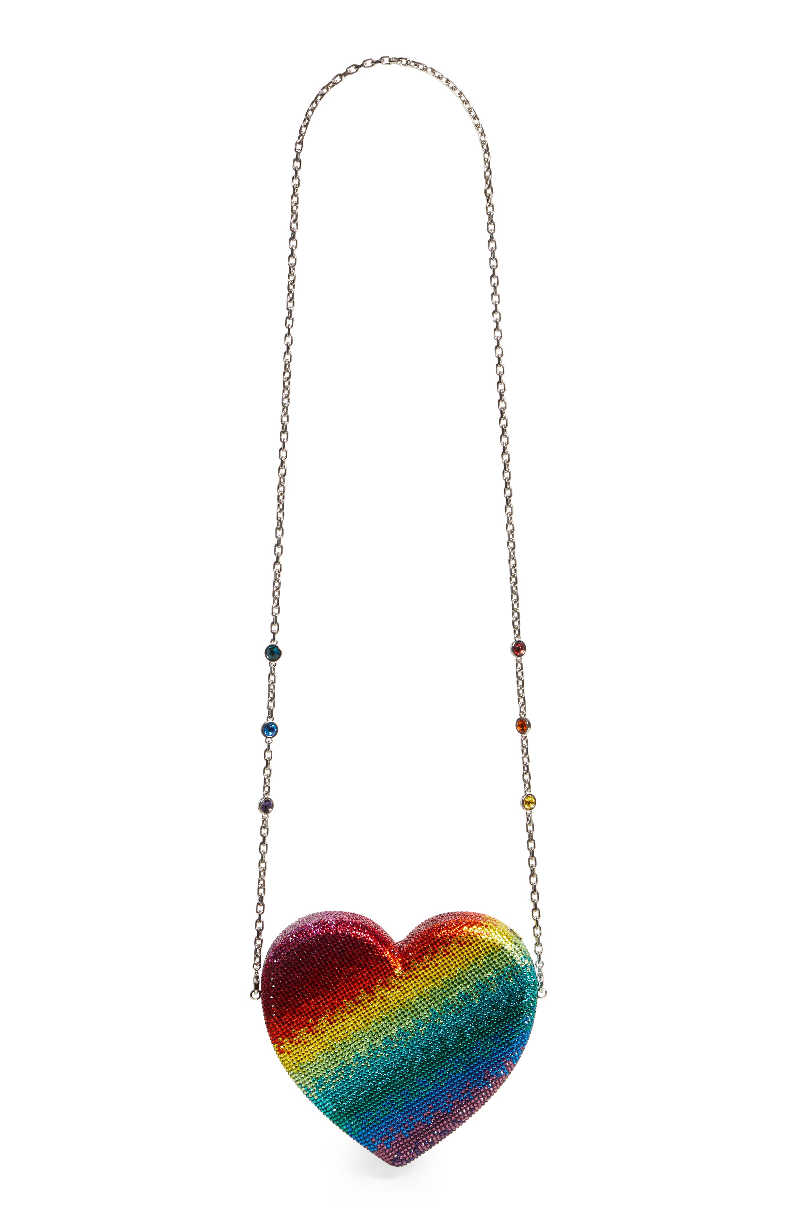 JUDITH LEIBER COUTURE Crystal Rainbow Heart Clutch, Alternate, color, 