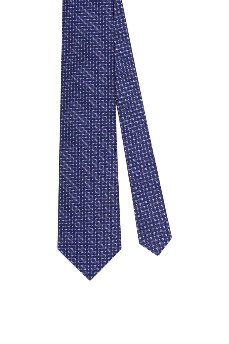 Robert Micro Neat Necktie, Main, color, Navy