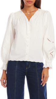 Karen Kane Eyelet Embroidery Button-Up Shirt