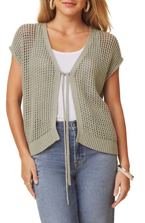 Simona Tie Front Short Sleeve Cardigan