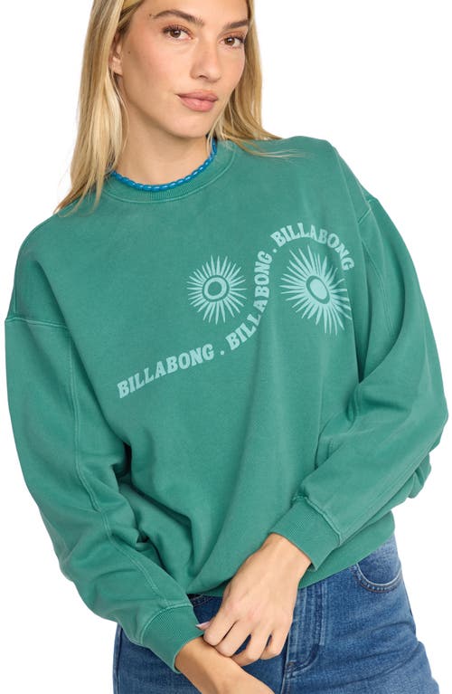 Billabong Time For Kendal Crewneck Fleece Graphic Sweatshirt In Green
