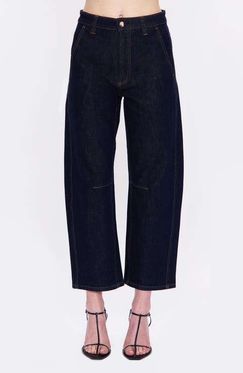 Beau High Waist Ankle Barrel Jeans (Nightfall)