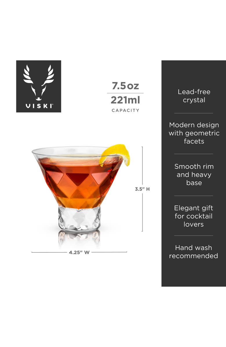 Viski Gem Crystal Martini Glasses Set of 2, Alternate, color, Clear