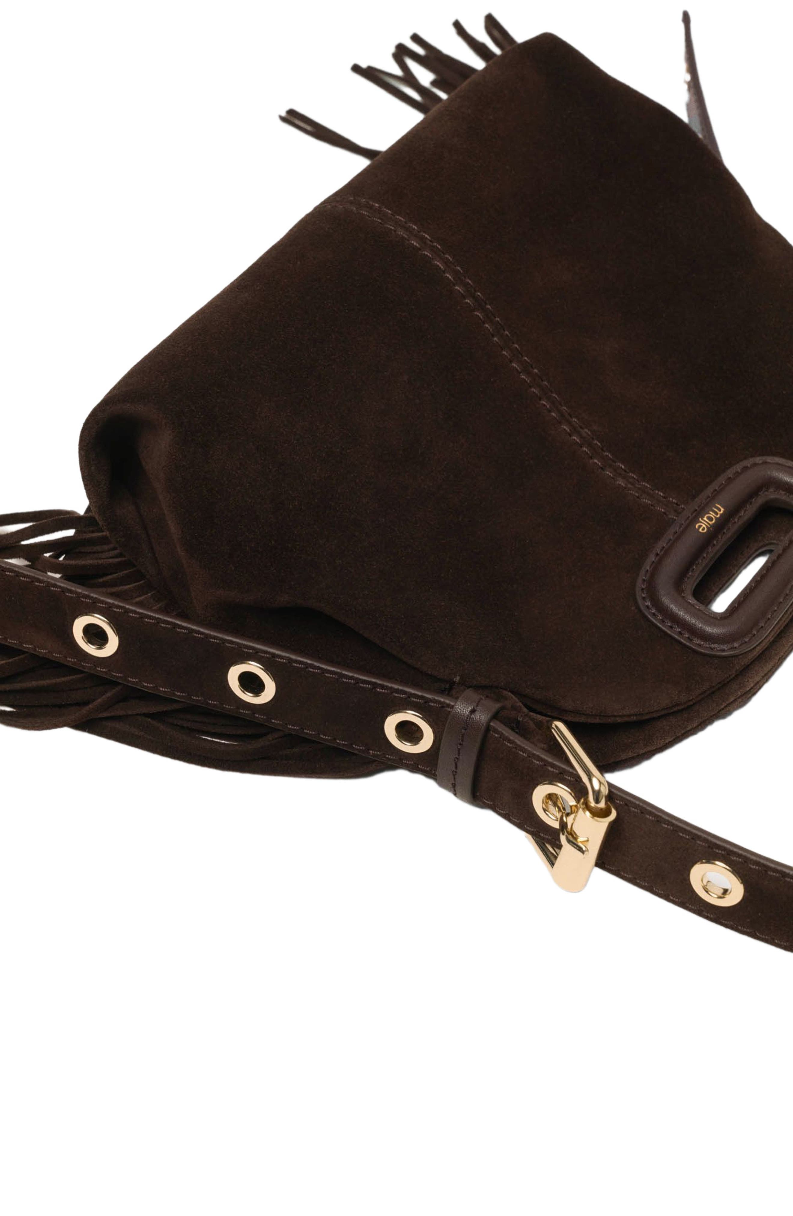 Suede leather mini Miss M bag, Alternate, color, Dark brown