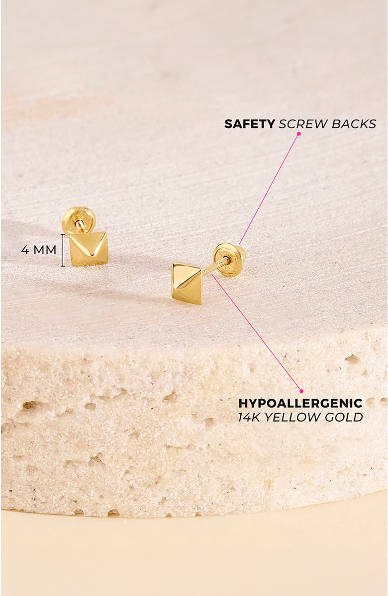 In Season Jewelry 14k Dainty Pyramid Earrings, Alternate, color, 