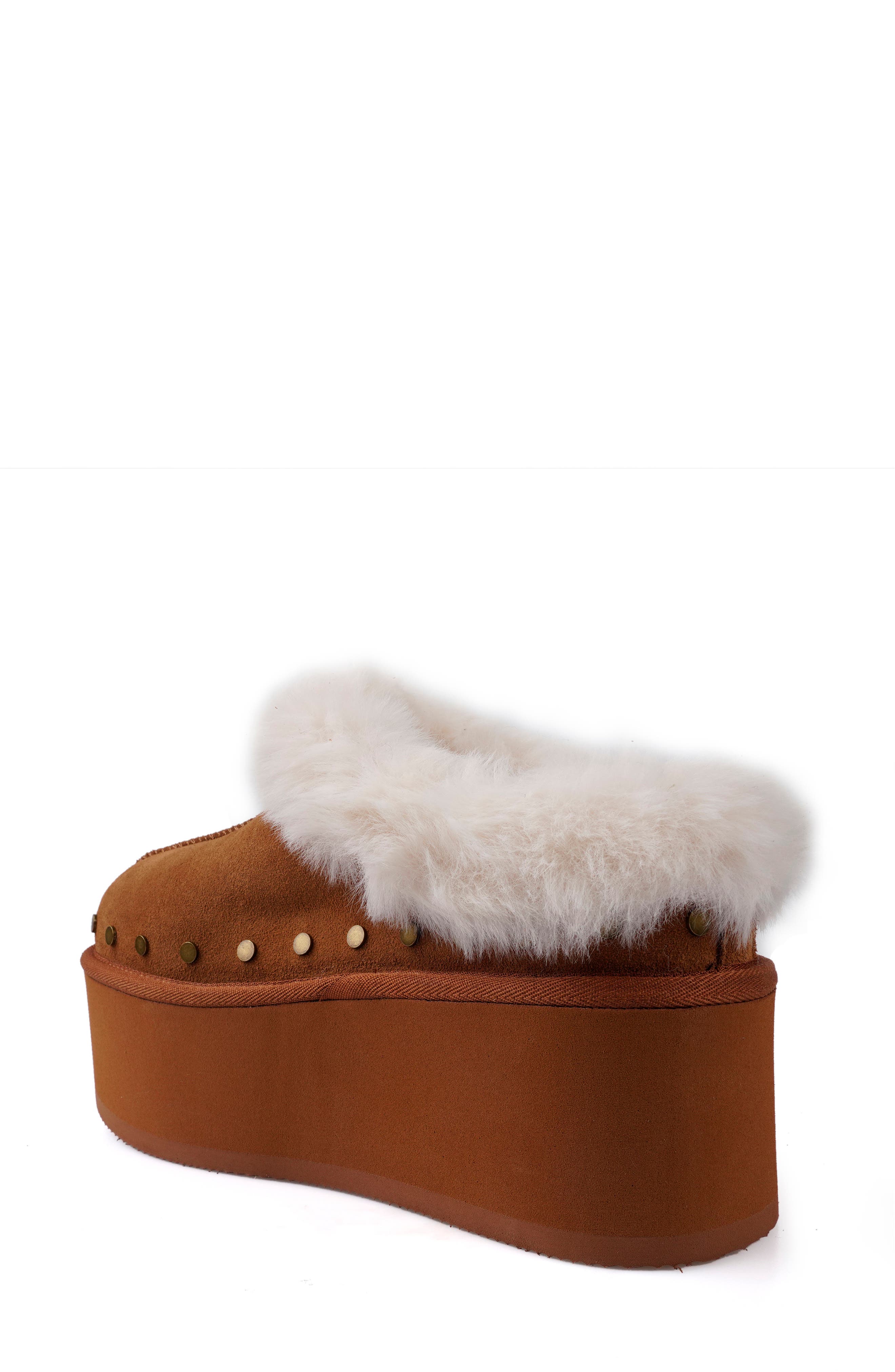 Sabi Faux Fur Platform Clog, Alternate, color, BEIGE