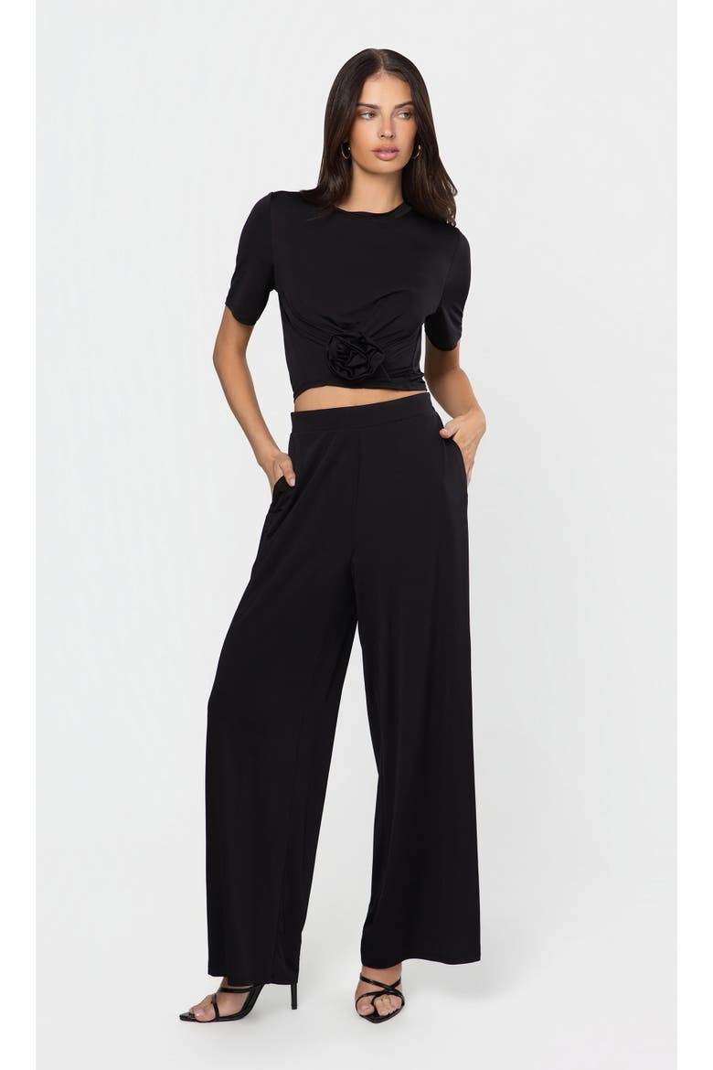 Adelaide Rose Sheen Jersey Top, Alternate, color, Black