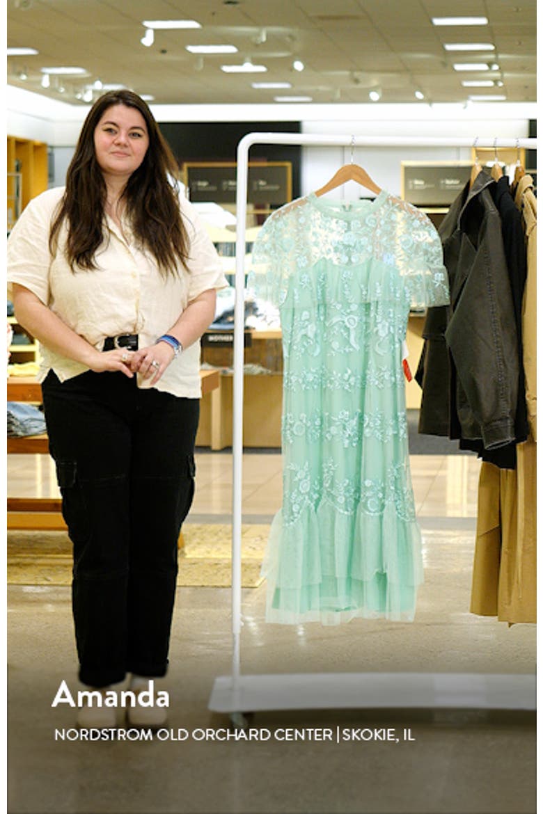 Embroidered Ruffled Cap Sleeve Midi Dress video