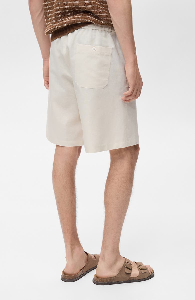 MANGO Cotton & Linen Bermuda Shorts, Alternate, color, Ivory White