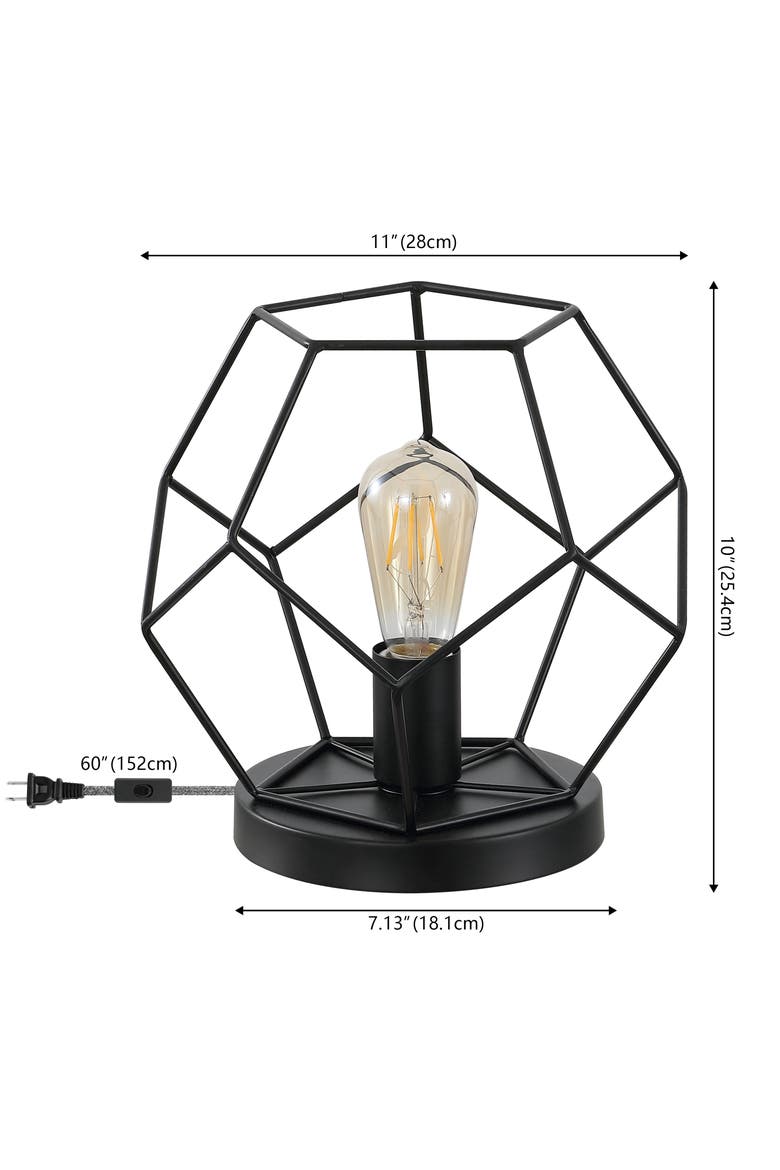 James MidCentury Glam Metal/Marble Geometric LED Table Lamp, Alternate, color, Jet Black