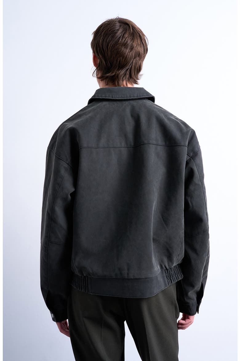 Faux Suede Bomber Jacket, Alternate, color, CHARCOAL