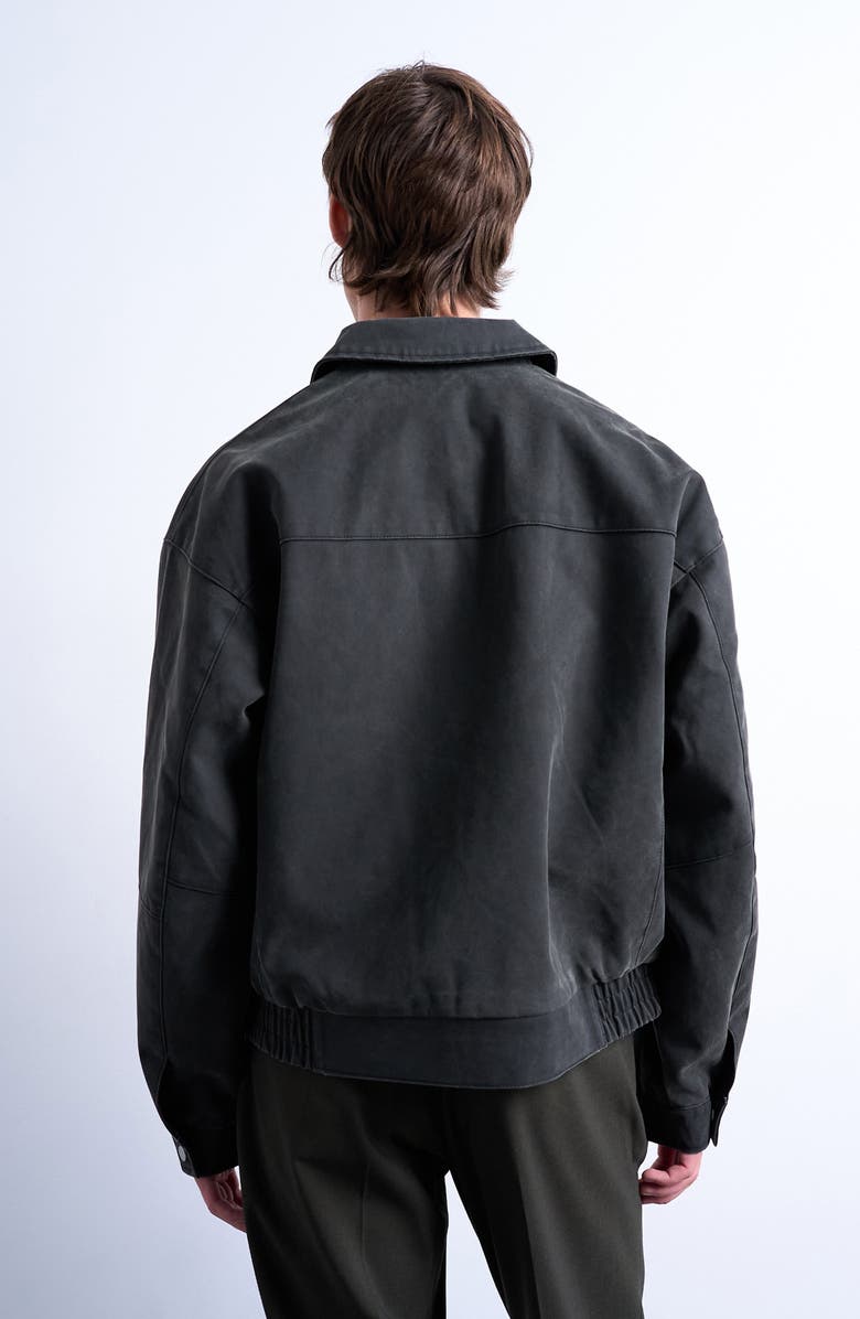 Topman Faux Suede Bomber Jacket, Alternate, color, Charcoal