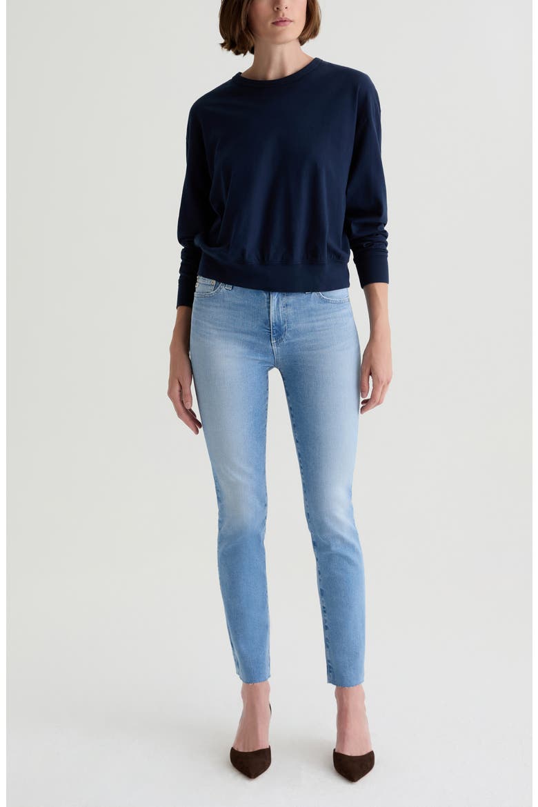 Mari High Waist Raw Hem Slim Straight Jeans, Alternate, color, 14 YEARS FORTUNA