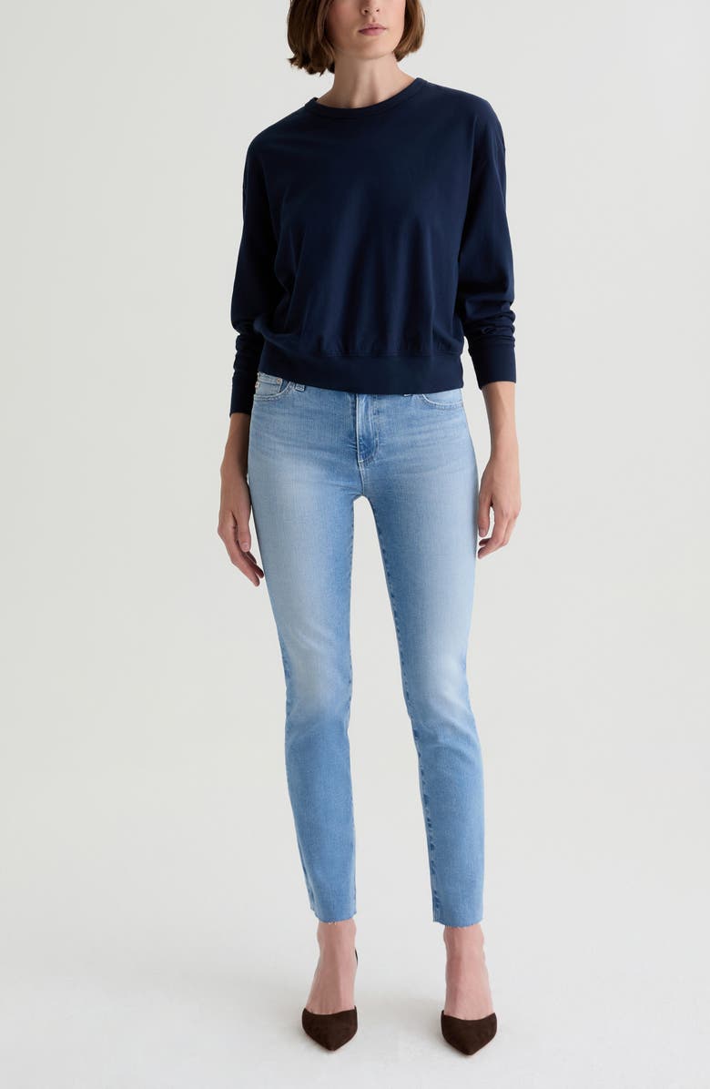 AG Mari High Waist Raw Hem Slim Straight Jeans, Alternate, color, 14 Years Fortuna